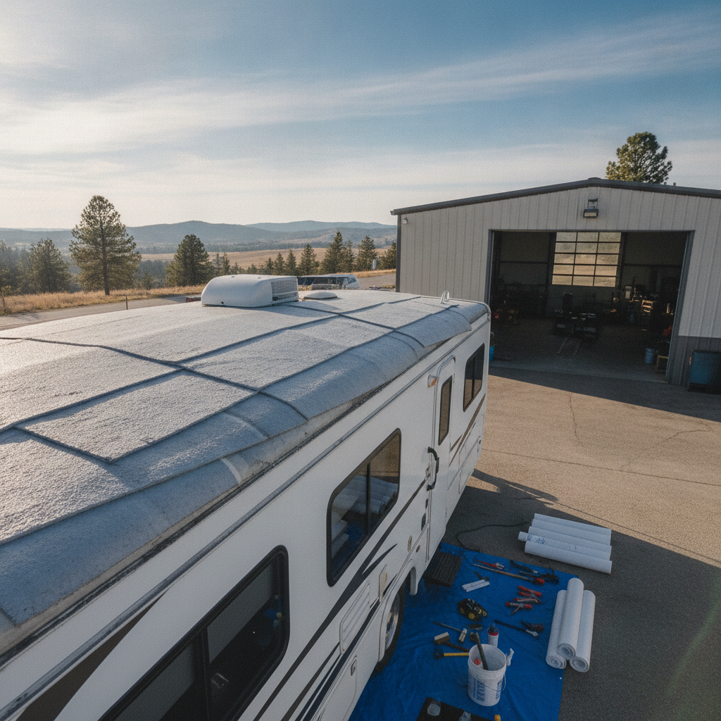 RV Roof Repair  - no people or no text