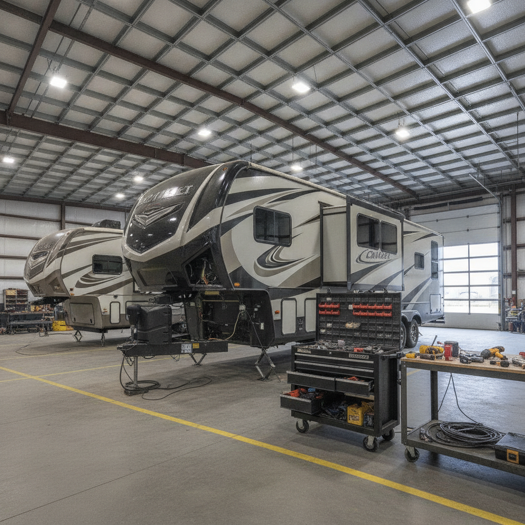 Fifth Wheel Repair  - no people or no text