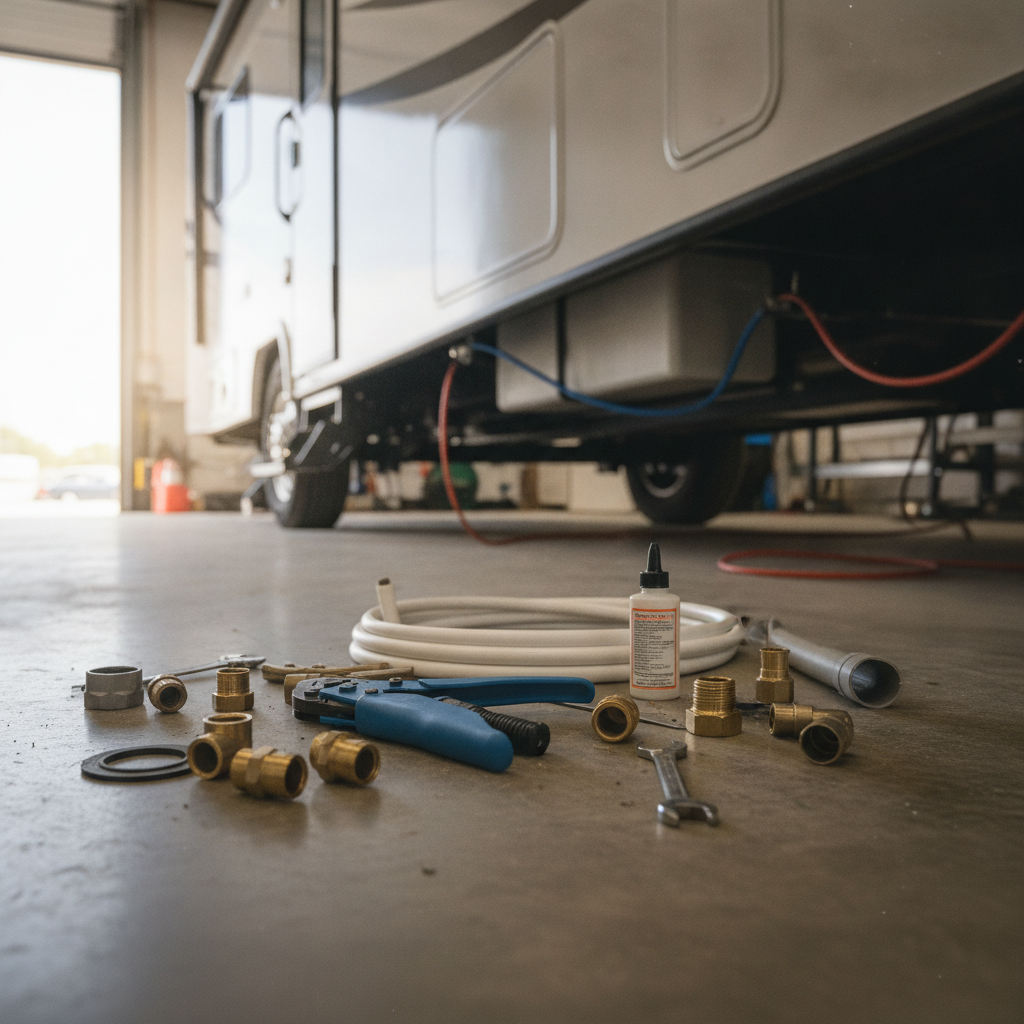 RV Plumbing Repair  - no people or no text